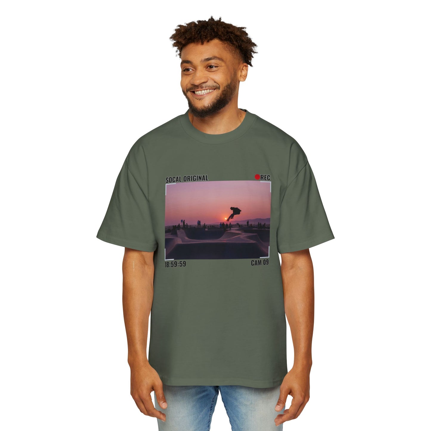 Venice Skatepark Sunset Men's Heavy Oversized Tee