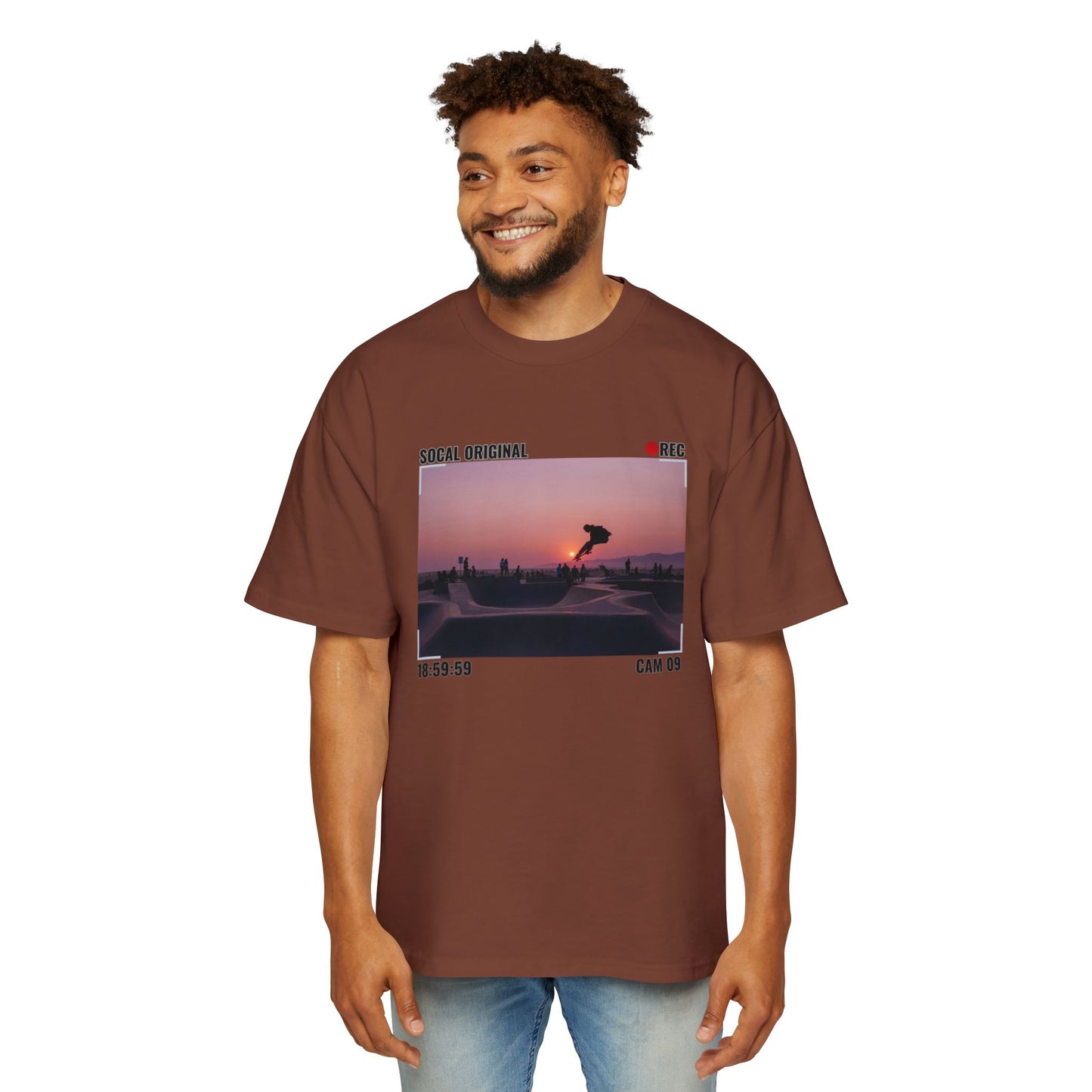Venice Skatepark Sunset Men's Heavy Oversized Tee