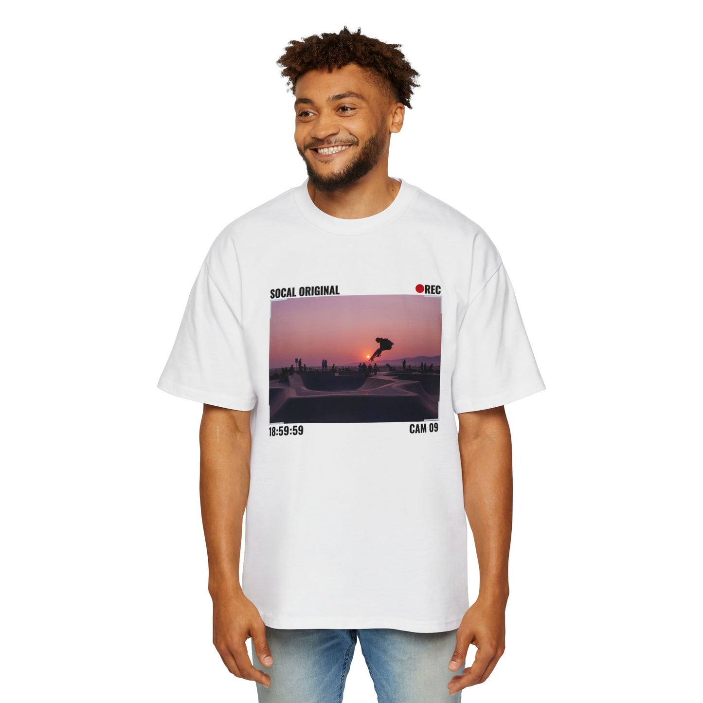 Venice Skatepark Sunset Men's Heavy Oversized Tee
