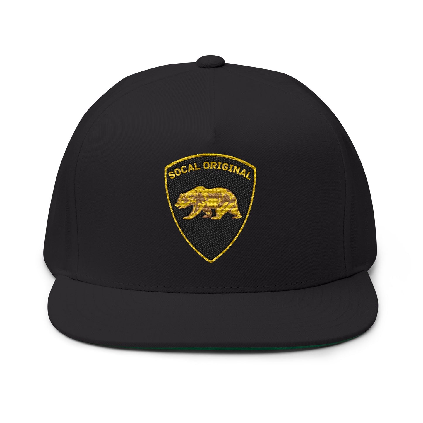 Gold Bear Shield Flat Bill Cap (Embroidery)
