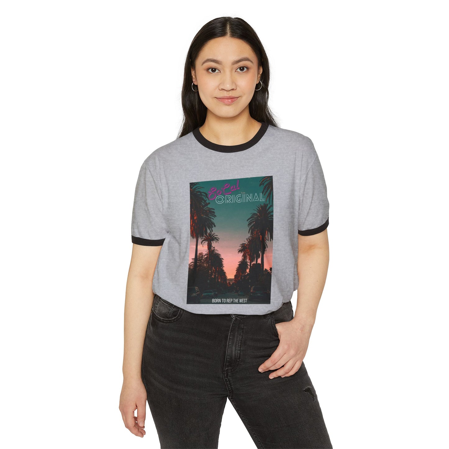 Born To Rep The West" Palm Tree Unisex Cotton Ringer T-Shirt