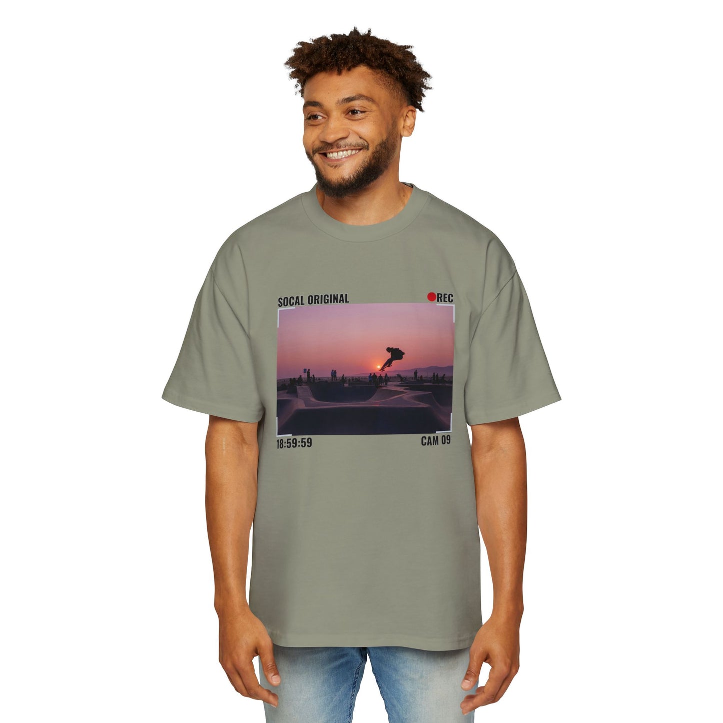 Venice Skatepark Sunset Men's Heavy Oversized Tee