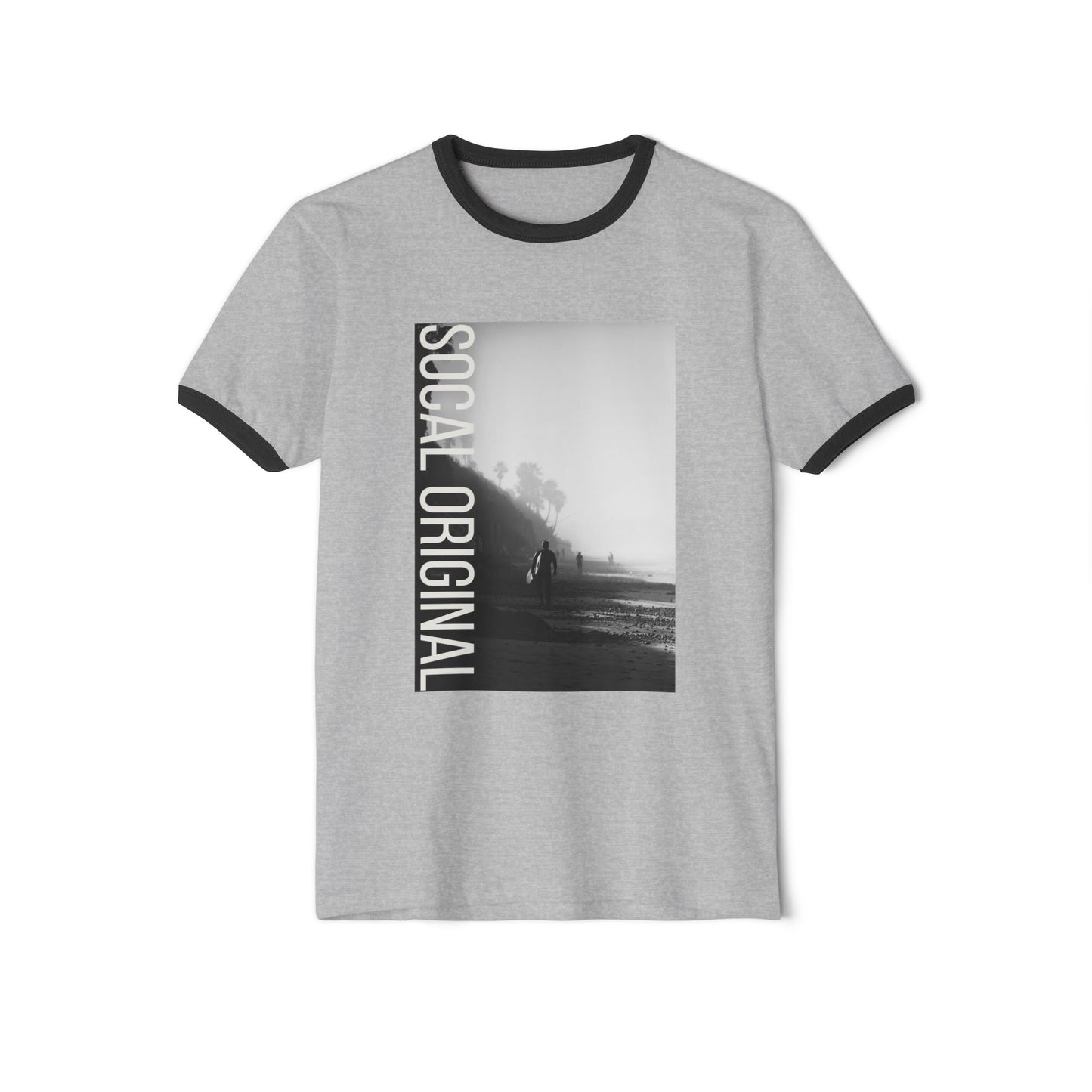 Surfer at Dawn Unisex Cotton Ringer T-Shirt