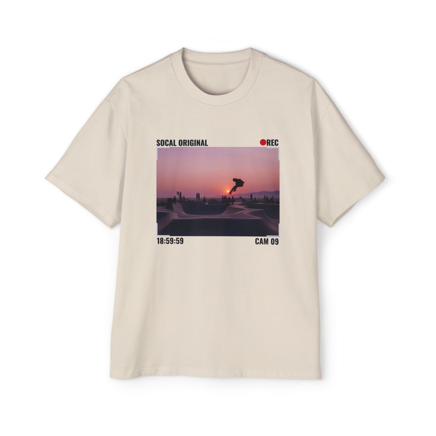 Venice Skatepark Sunset Men's Heavy Oversized Tee