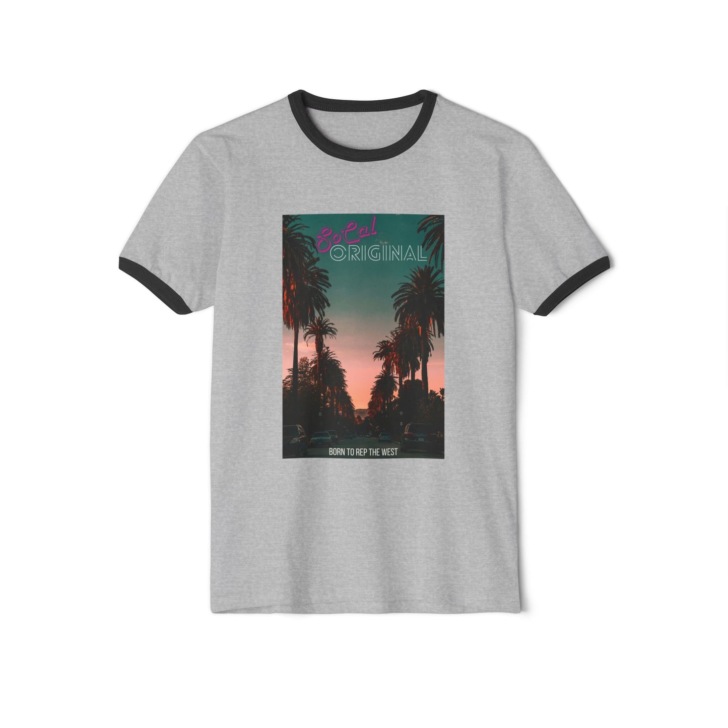 Born To Rep The West" Palm Tree Unisex Cotton Ringer T-Shirt