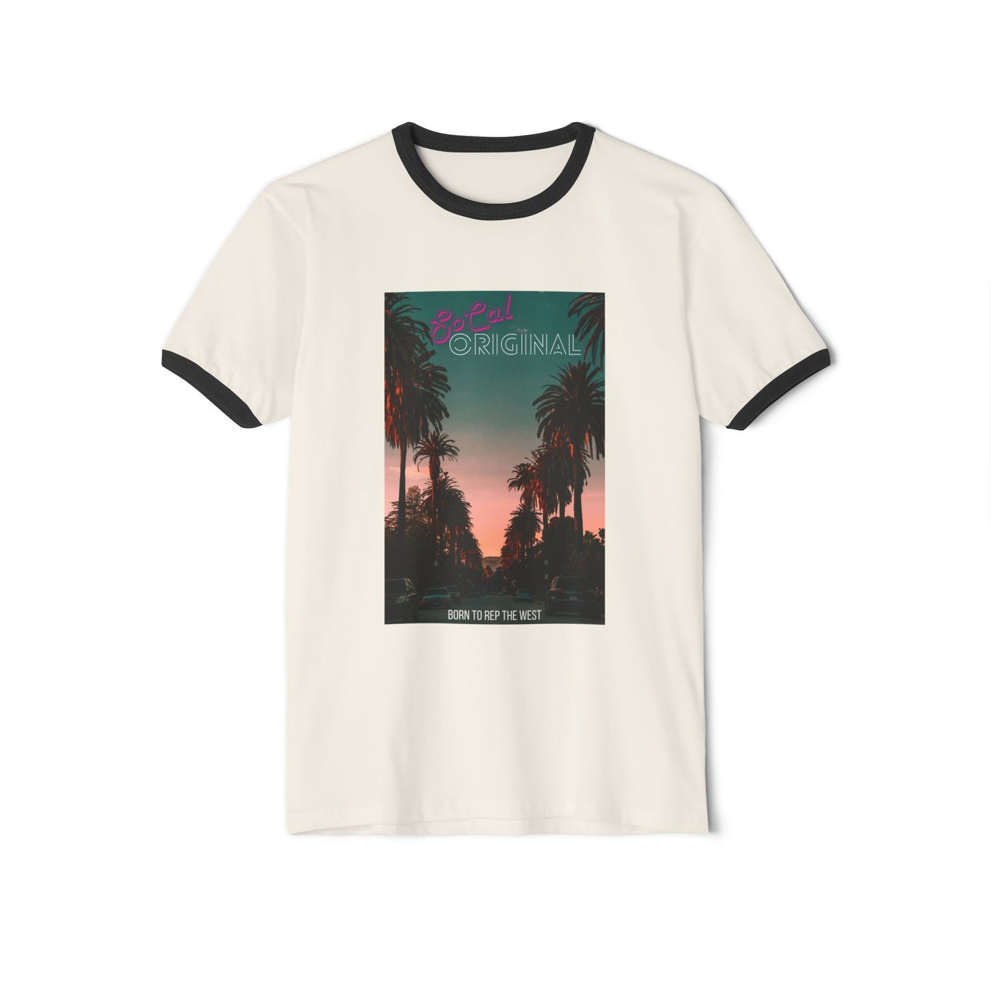 Born To Rep The West" Palm Tree Unisex Cotton Ringer T-Shirt