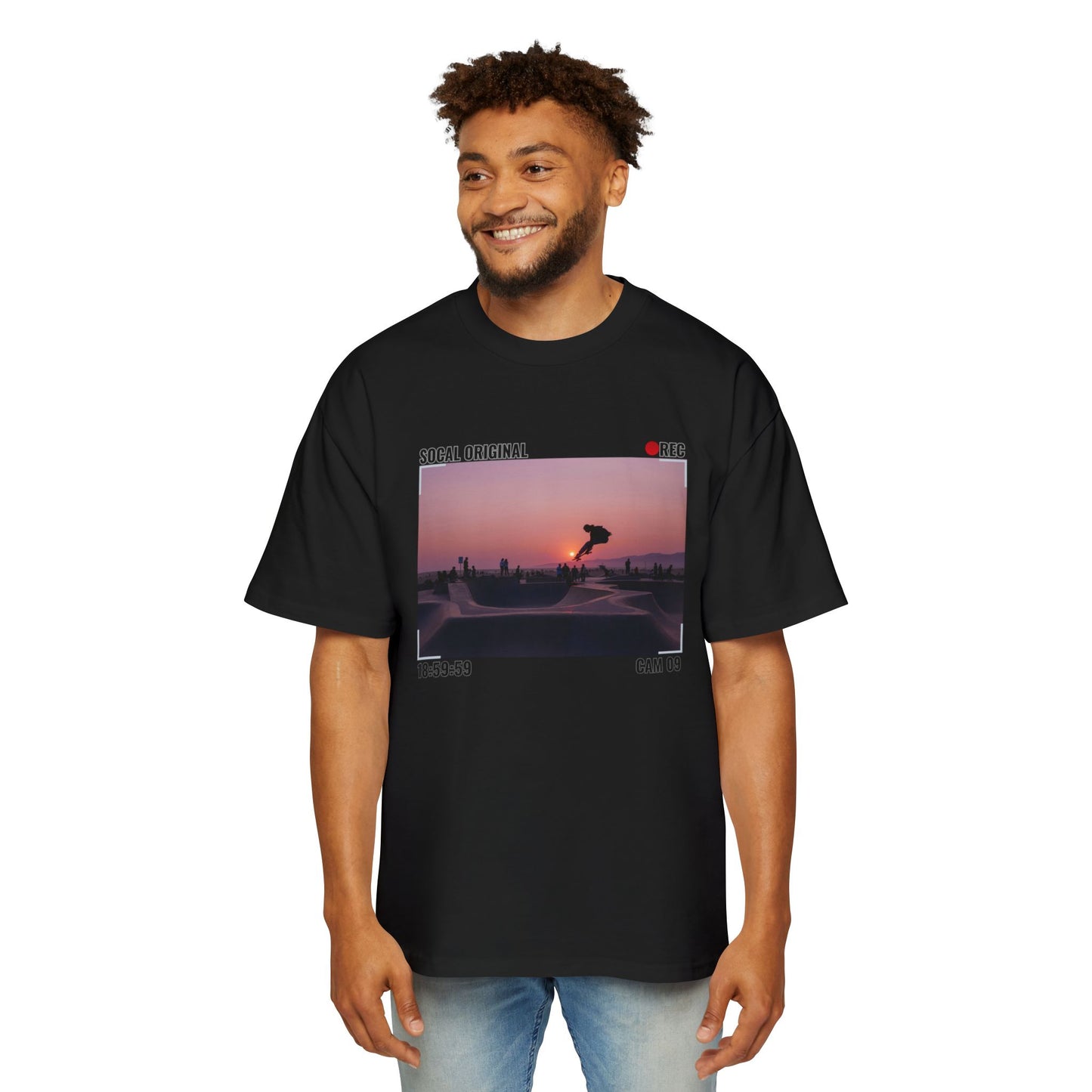 Venice Skatepark Sunset Men's Heavy Oversized Tee