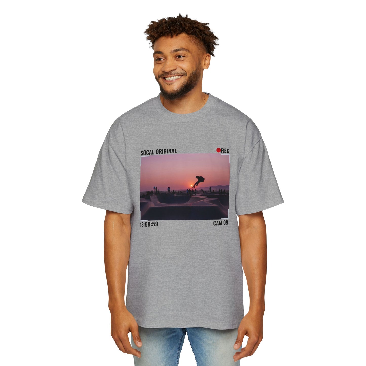 Venice Skatepark Sunset Men's Heavy Oversized Tee