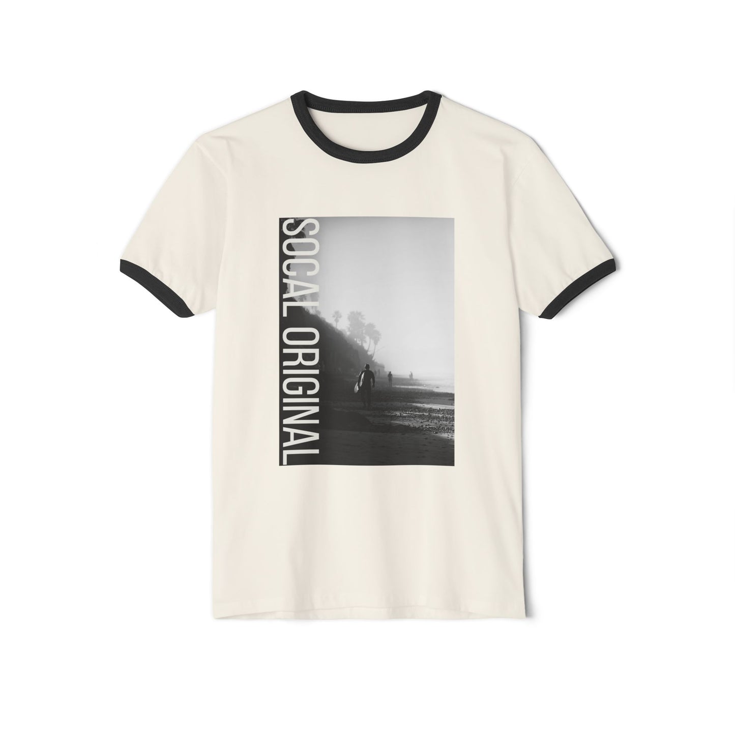 Surfer at Dawn Unisex Cotton Ringer T-Shirt