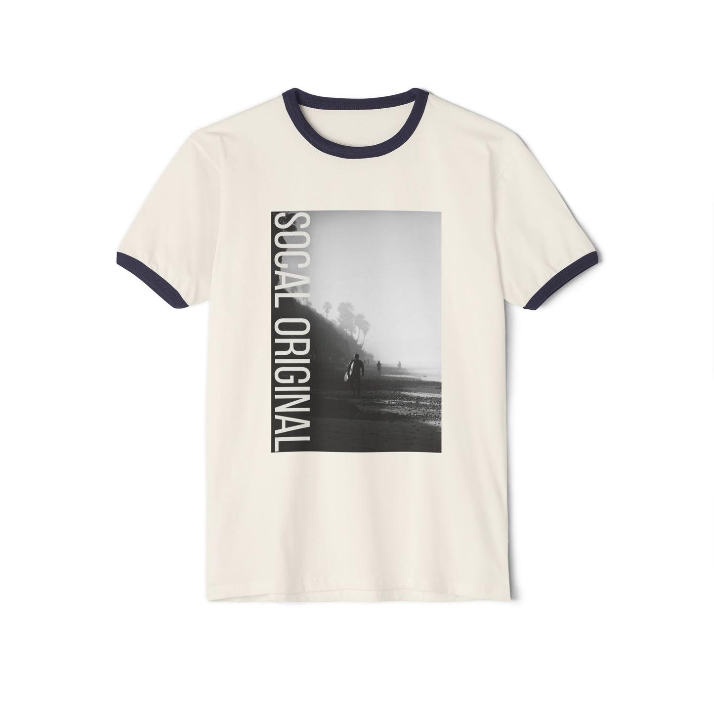 Surfer at Dawn Unisex Cotton Ringer T-Shirt