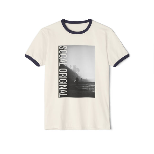 Surfer at Dawn Unisex Cotton Ringer T-Shirt