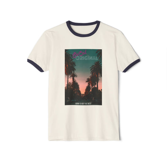 Born To Rep The West" Palm Tree Unisex Cotton Ringer T-Shirt