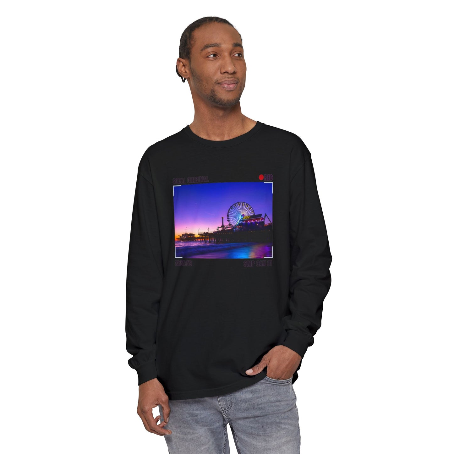 Santa Monica Pier SMP CAM 01 Unisex Garment-dyed Long Sleeve T-Shirt