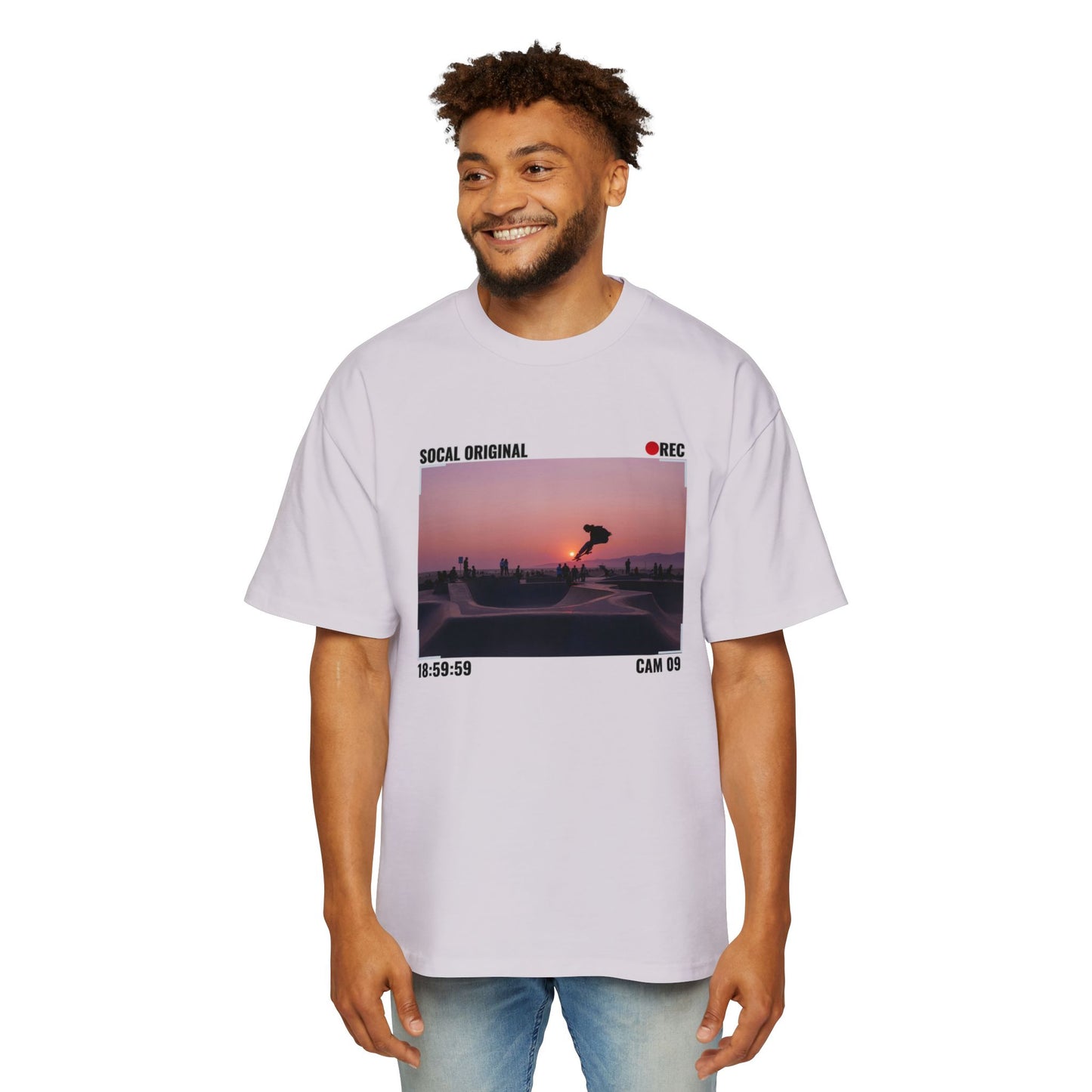 Venice Skatepark Sunset Men's Heavy Oversized Tee