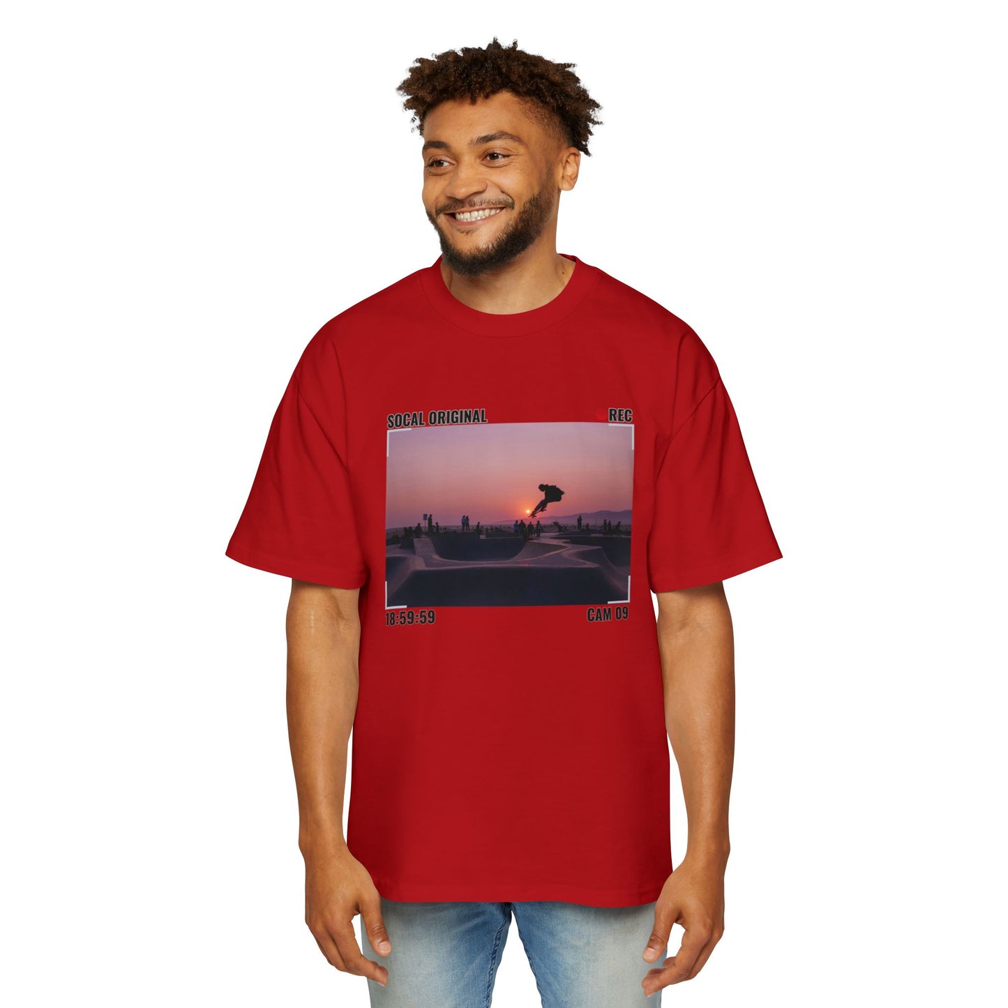 Venice Skatepark Sunset Men's Heavy Oversized Tee