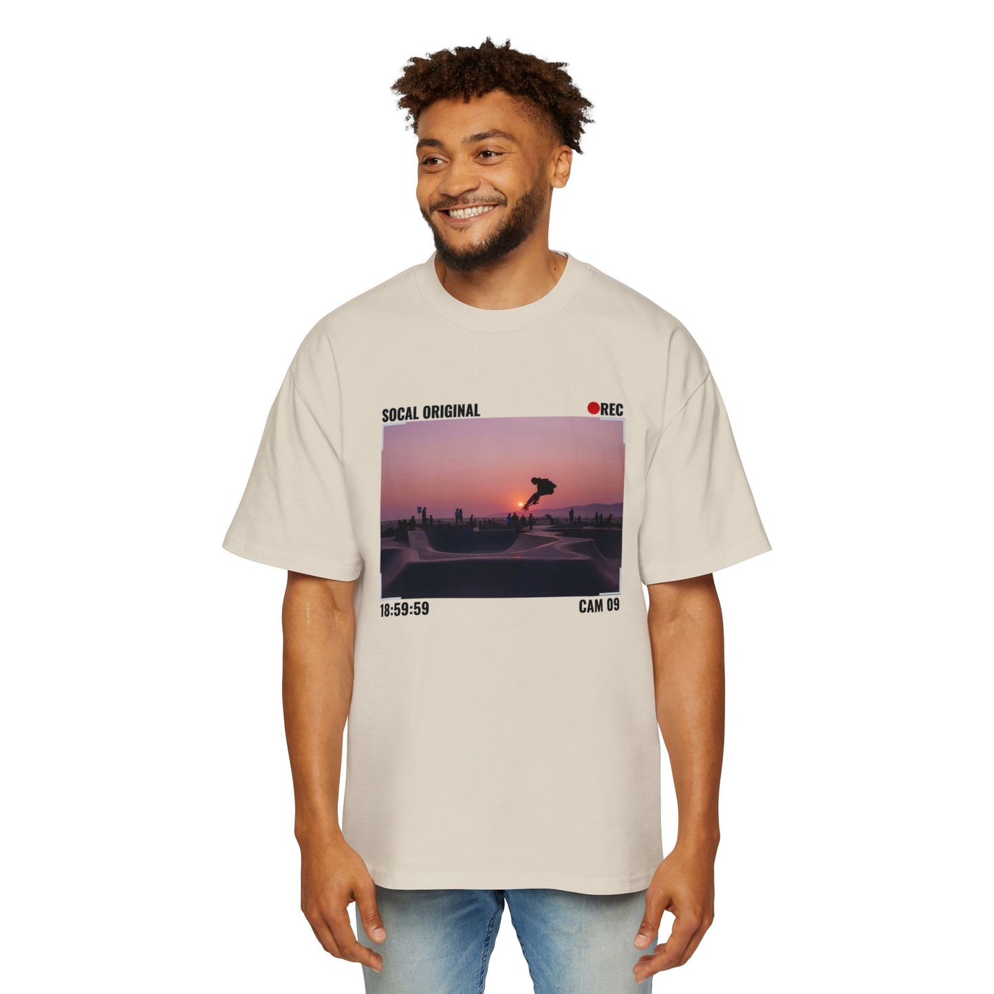Venice Skatepark Sunset Men's Heavy Oversized Tee